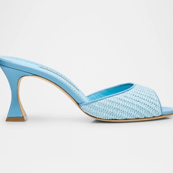 Manolo Blahnik Raffia Jadara Slide Sandals - Picture 3 of 3